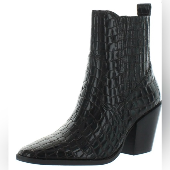 Aqua Shoes - AQUA Star Croc-Embossed Ankle Boots in Black - Size 8.5 (NWOB)